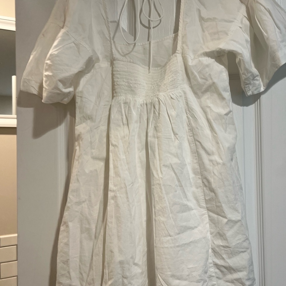 Free People White Puff Sleeve Mini Dress - Picture 9 of 11